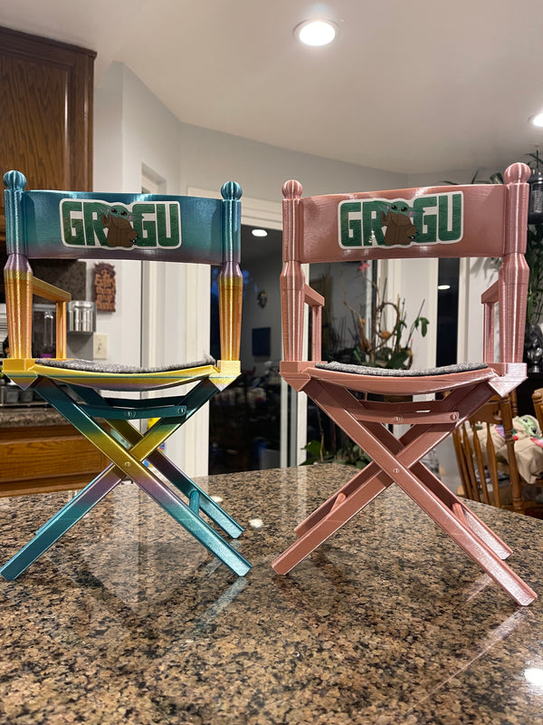 Grogu Director Chairs - Multicolor & Satin Pink