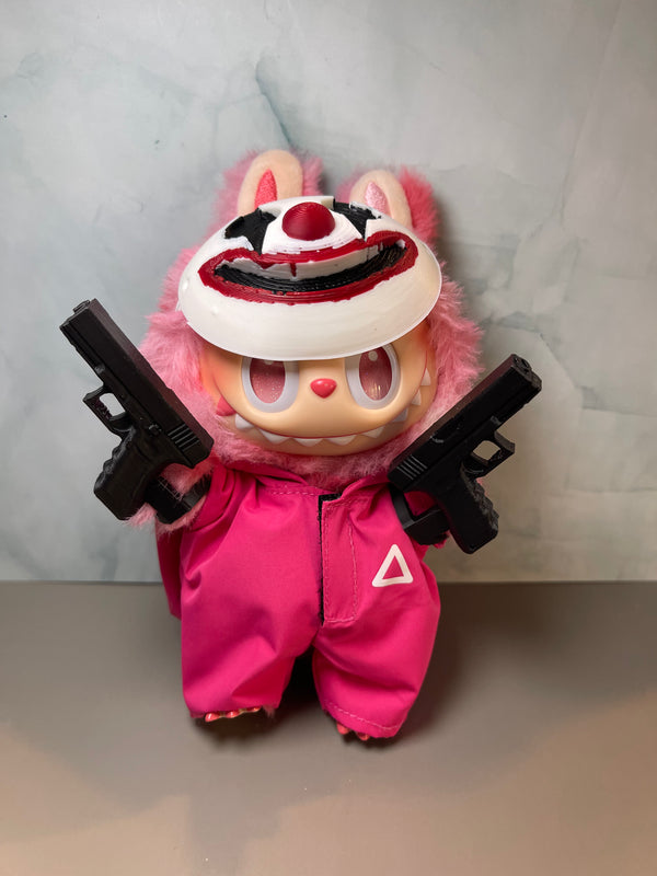 Labubu Creepy clown mask and Pew Pews